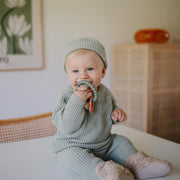 Siliconen bijtspeeltje rammelaar - Dino - Rammelaars Mushie - In den Olifant