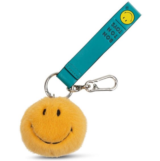 Sleutelhanger Smiley ECO Fuzzy Bag Charm Yellow - 7 cm - Sleutelhangers Bon Ton Toys - In den Olifant