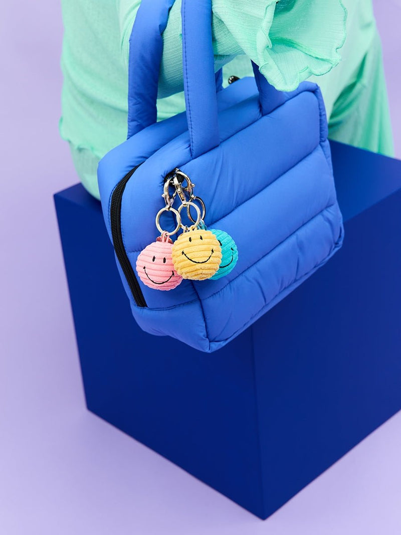 Sleutelhanger Smiley Keychain ECO Corduroy Teal - 4,5 cm - Sleutelhangers Bon Ton Toys - In den Olifant