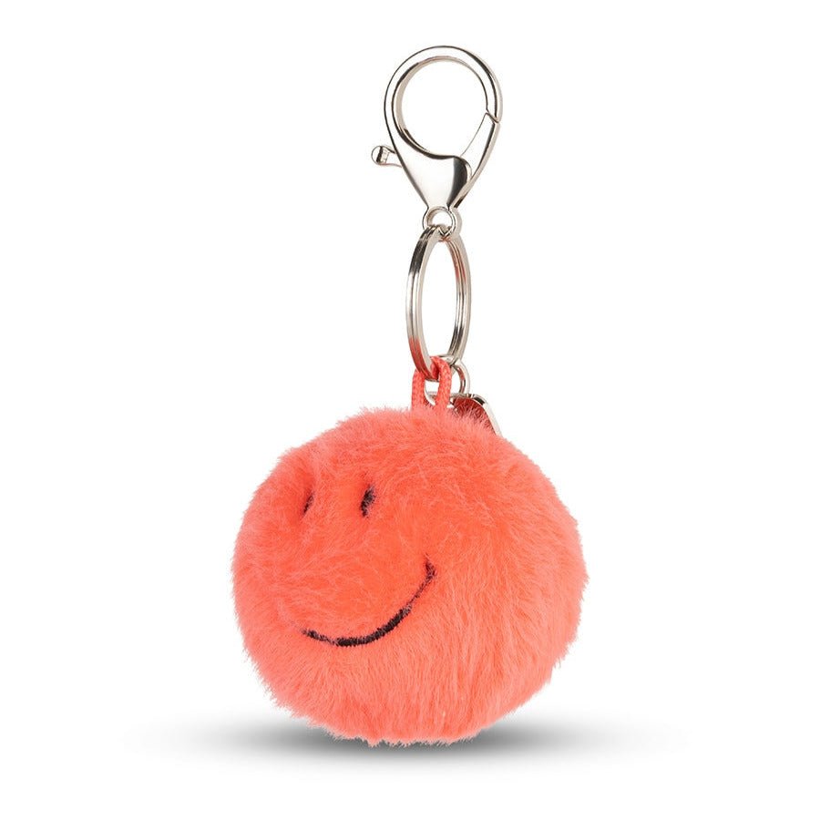Sleutelhanger Smiley Keychain ECO Fuzzy Bright Coral - 5,5 cm - Sleutelhangers Bon Ton Toys - In den Olifant