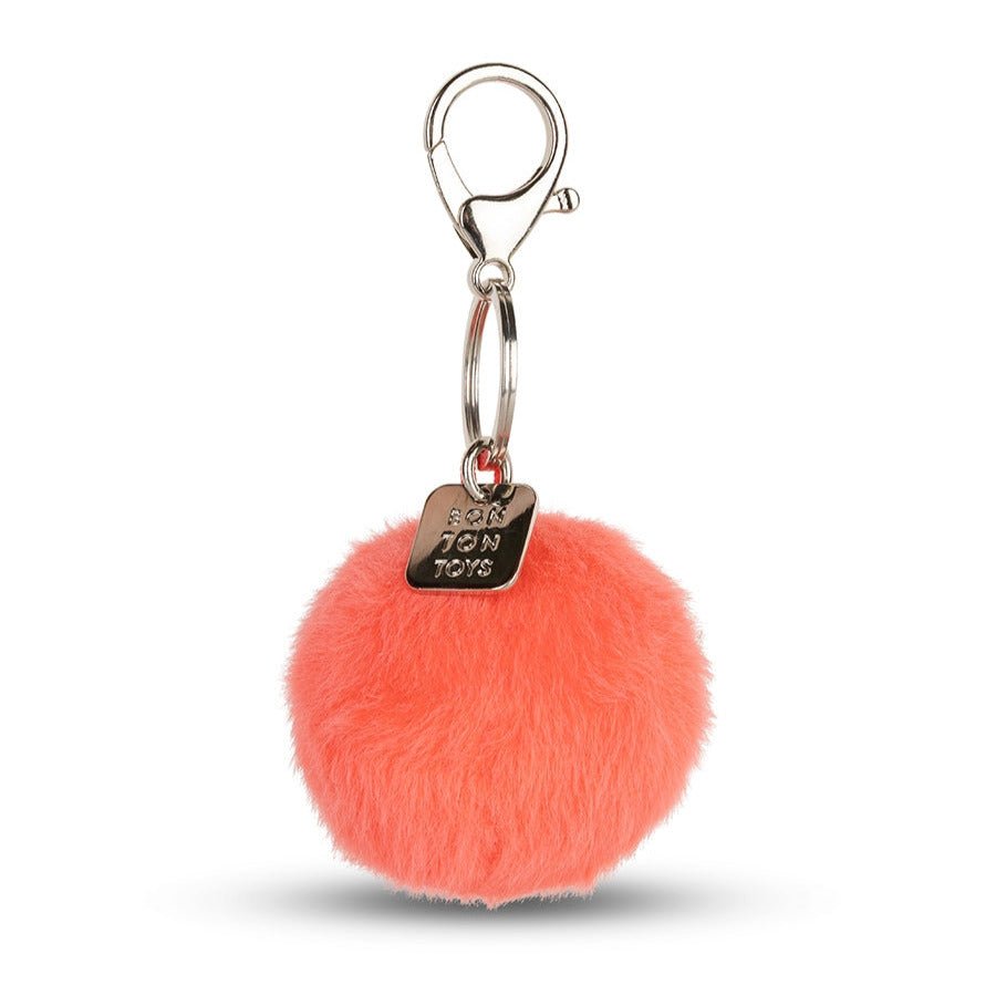 Sleutelhanger Smiley Keychain ECO Fuzzy Bright Coral - 5,5 cm - Sleutelhangers Bon Ton Toys - In den Olifant