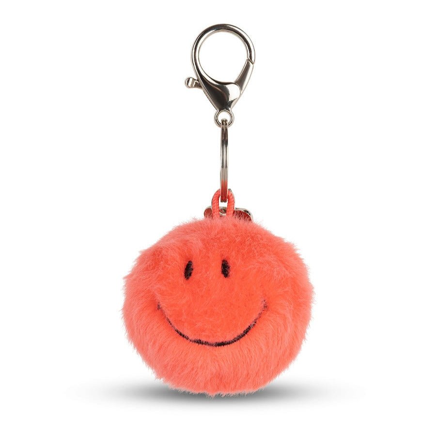 Sleutelhanger Smiley Keychain ECO Fuzzy Bright Coral - 5,5 cm - Sleutelhangers Bon Ton Toys - In den Olifant