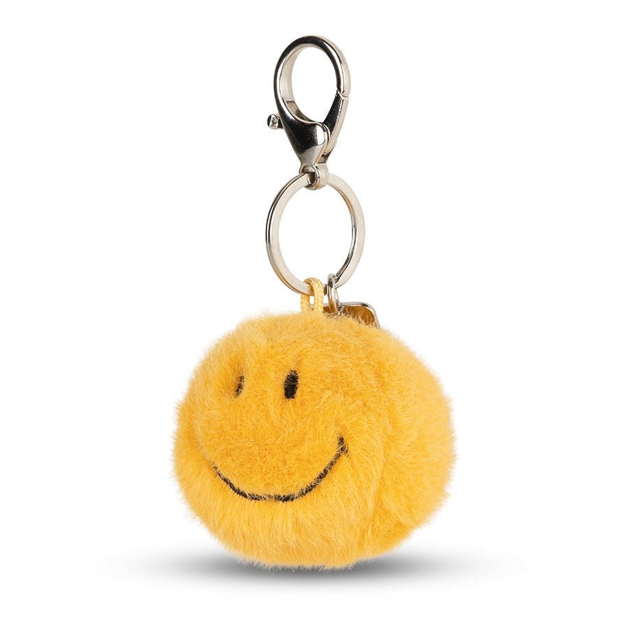 Sleutelhanger Smiley Keychain ECO Fuzzy Yellow - 5,5 cm - Sleutelhangers Bon Ton Toys - In den Olifant