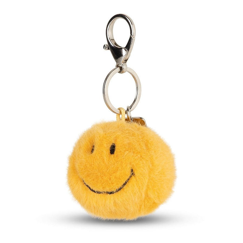 Sleutelhanger Smiley Keychain ECO Fuzzy Yellow - 5,5 cm - Sleutelhangers Bon Ton Toys - In den Olifant