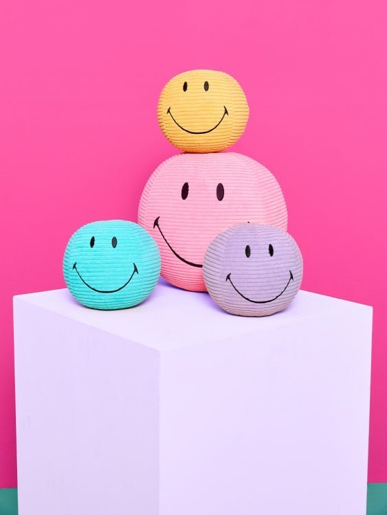 Smiley ECO Corduroy Dark Purple - 13 cm - Fantasieknuffels Bon Ton Toys - In den Olifant