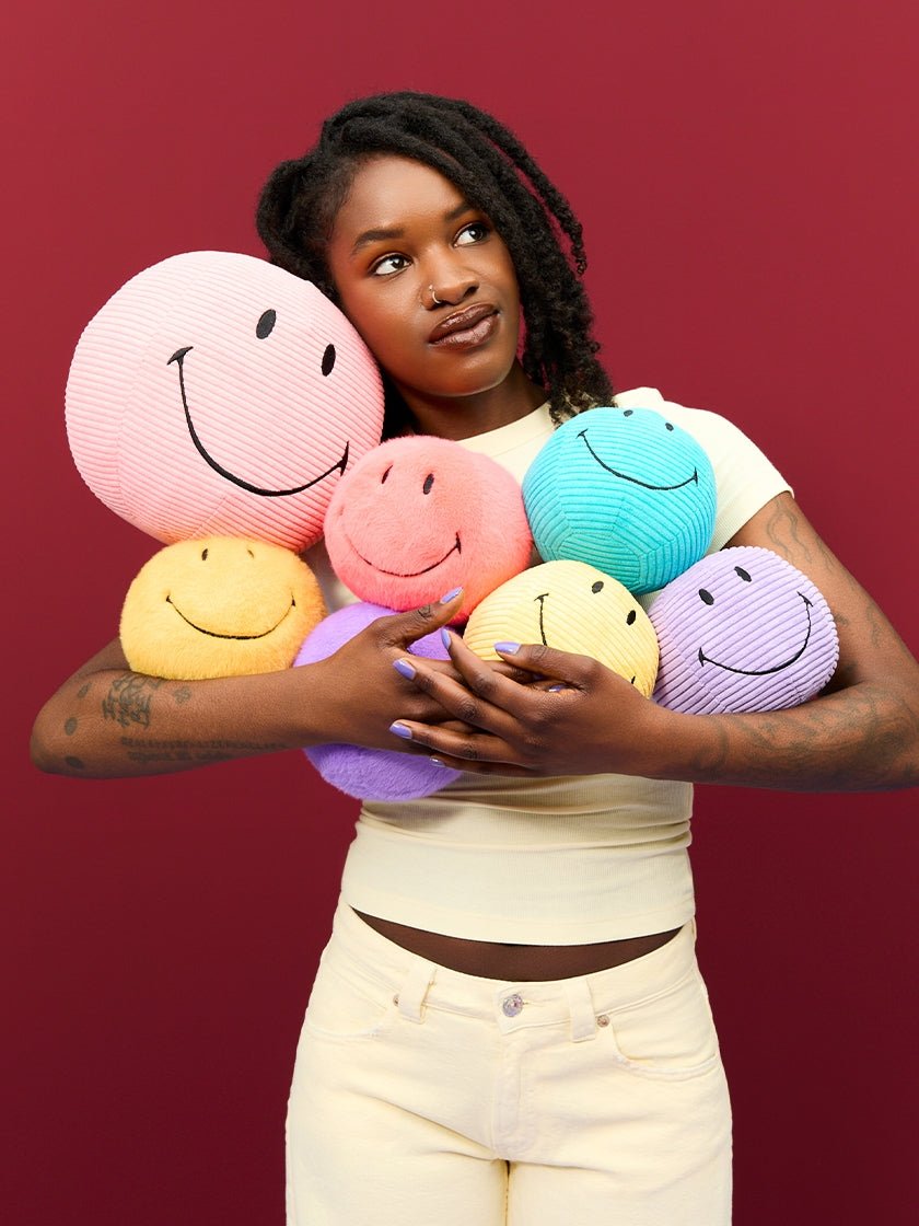 Smiley ECO Corduroy Dark Purple - 13 cm - Fantasieknuffels Bon Ton Toys - In den Olifant