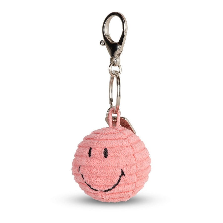 Smiley Keychain ECO Corduroy Bubblegum Pink - 4,5 cm - Sleutelhangers Bon Ton Toys - In den Olifant