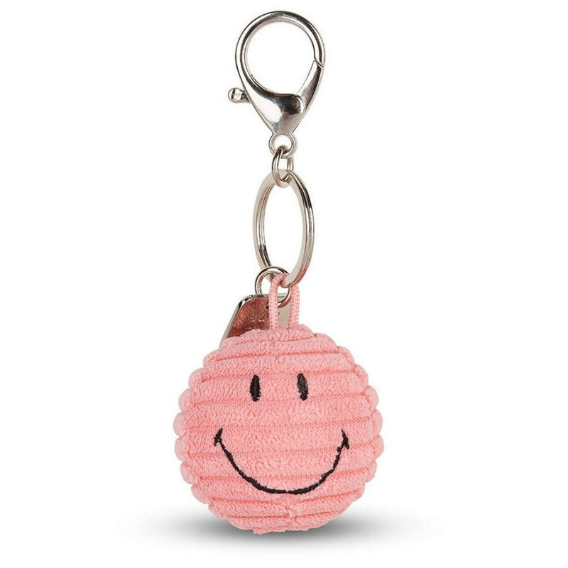 Smiley Keychain ECO Corduroy Bubblegum Pink - 4,5 cm - Sleutelhangers Bon Ton Toys - In den Olifant