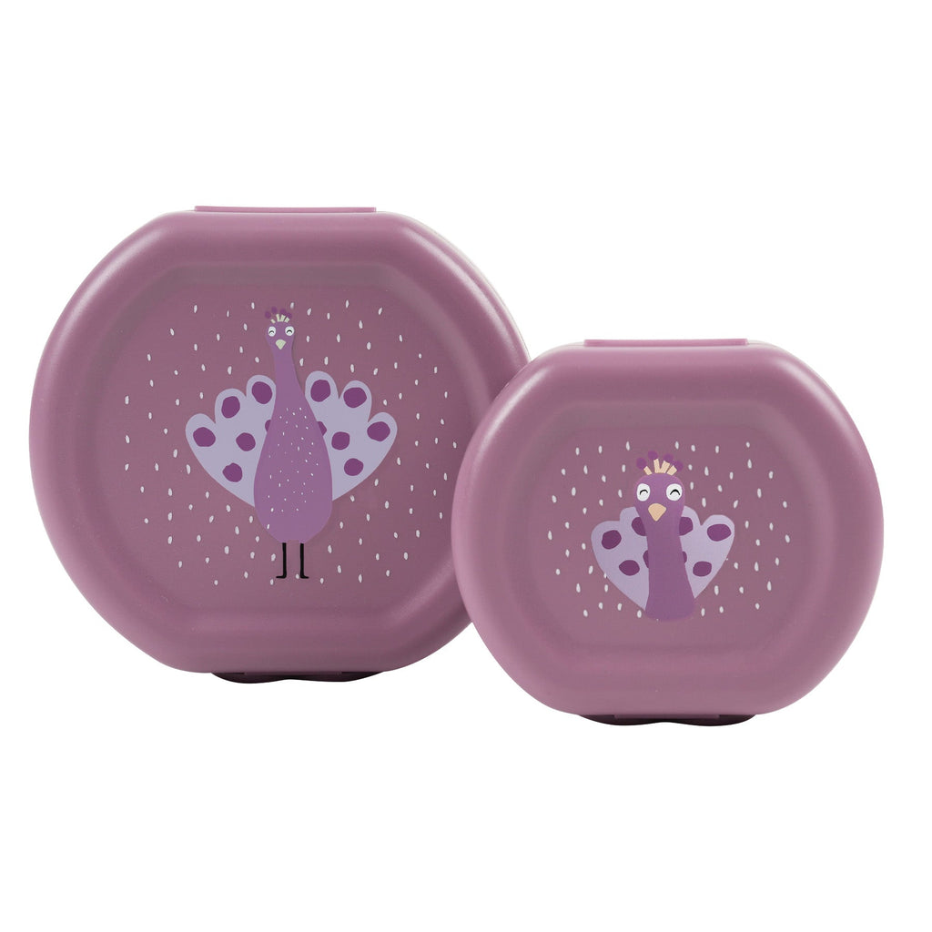 Snackdoosjes met clip Mrs. Peacock - set van 2 - Lunchboxen en snackdoosjes Trixie - In den Olifant