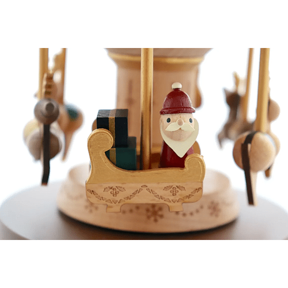 Houten Muziekdoos | Xmas Santa & Reindeer Carousel N°49