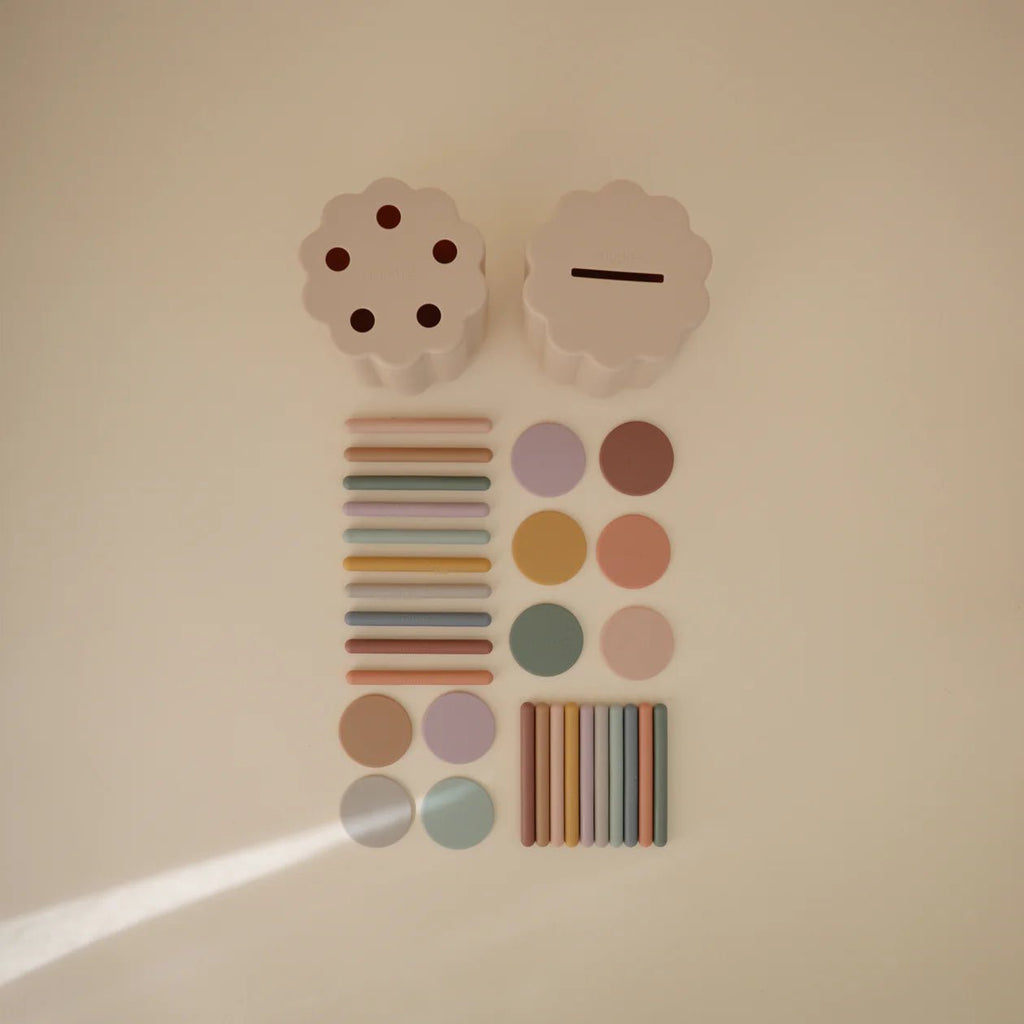 Sorteerspeelgoed Coin & Tube Sorting Set - Sorteerspeelgoed Mushie - In den Olifant