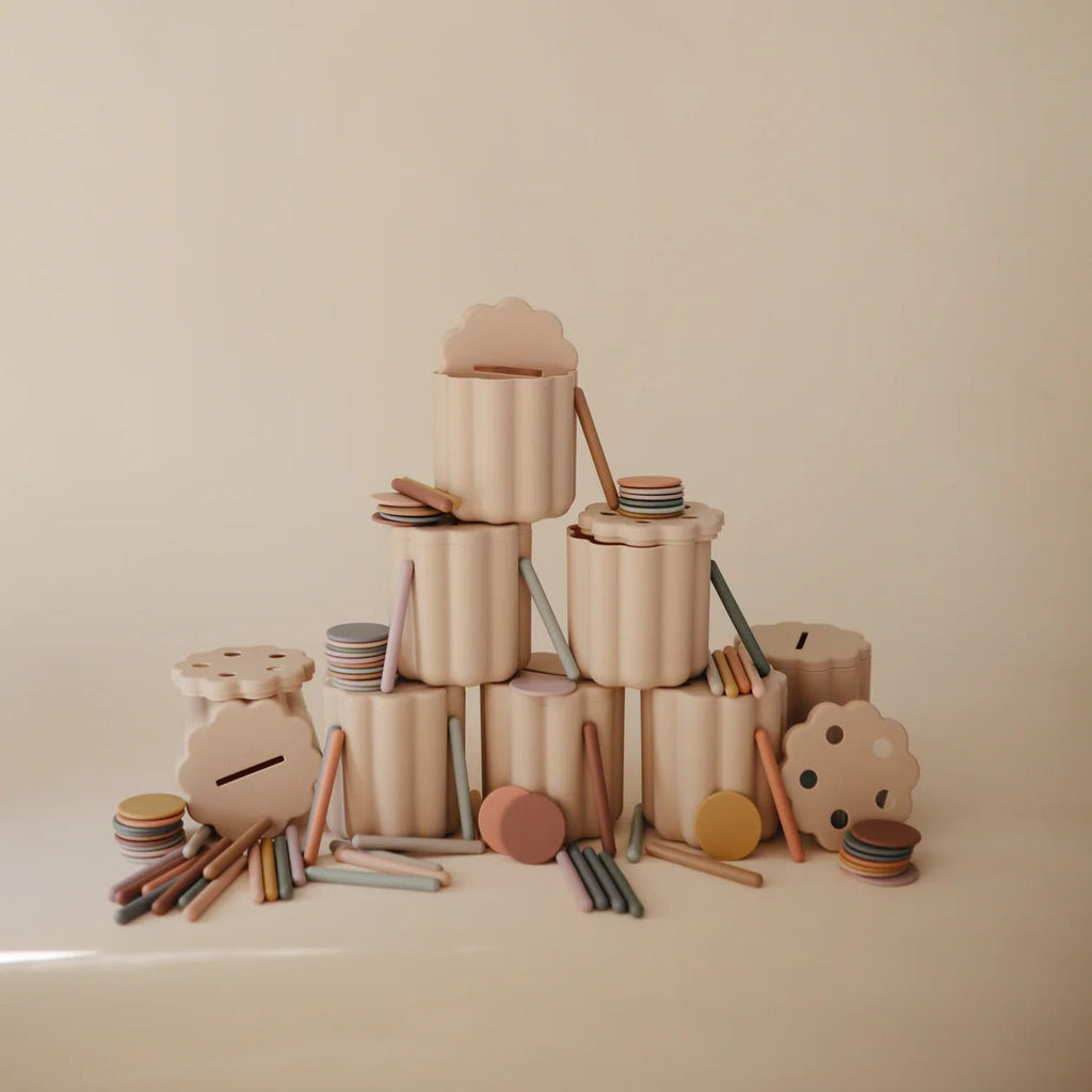 Sorteerspeelgoed Coin & Tube Sorting Set - Sorteerspeelgoed Mushie - In den Olifant