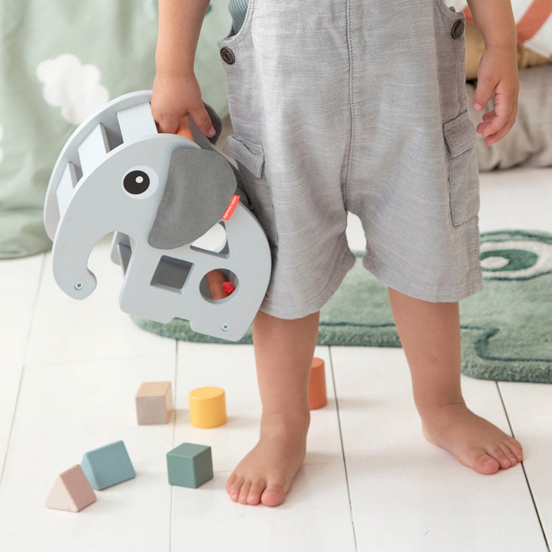 Sorteerspeelgoed Elphee Grey - Houten babyspeelgoed Done by Deer - In den Olifant