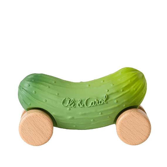 Speelgoedvoertuig | Pepino The Cucumber Baby Car Toy - Bijtspeelgoed Oli&Carol - In den Olifant