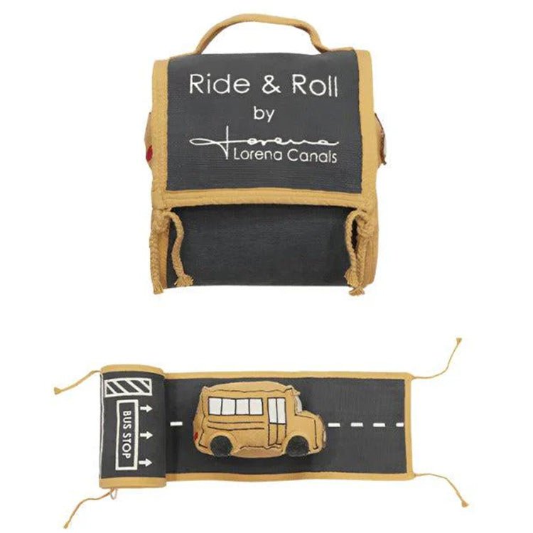 Speelgoedvoertuig Ride & Roll - School Bus - Autobanen en verkeersborden Lorena Canals - In den Olifant