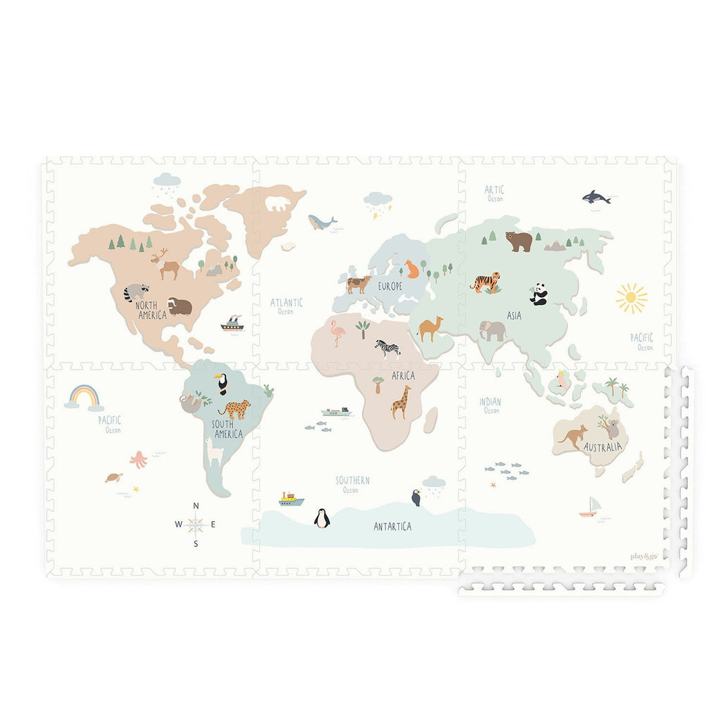 Speelmat EEVAA 3 - in - 1 – Worldmap Colour Design - Speelmatten en - bogen Play&go - In den Olifant