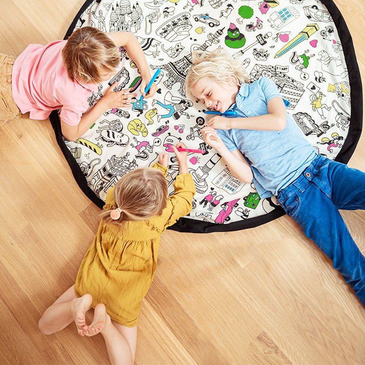 Speelmat en opbergtas om in te kleuren - Omy Paris - Opbergers Play&go - In den Olifant
