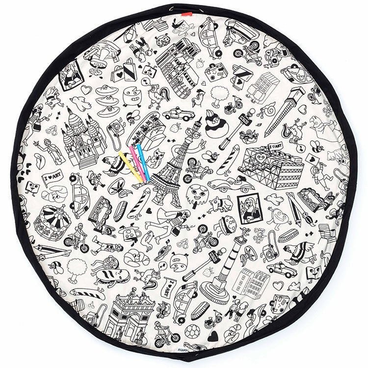 Speelmat en opbergtas om in te kleuren - Omy Paris - Opbergers Play&go - In den Olifant