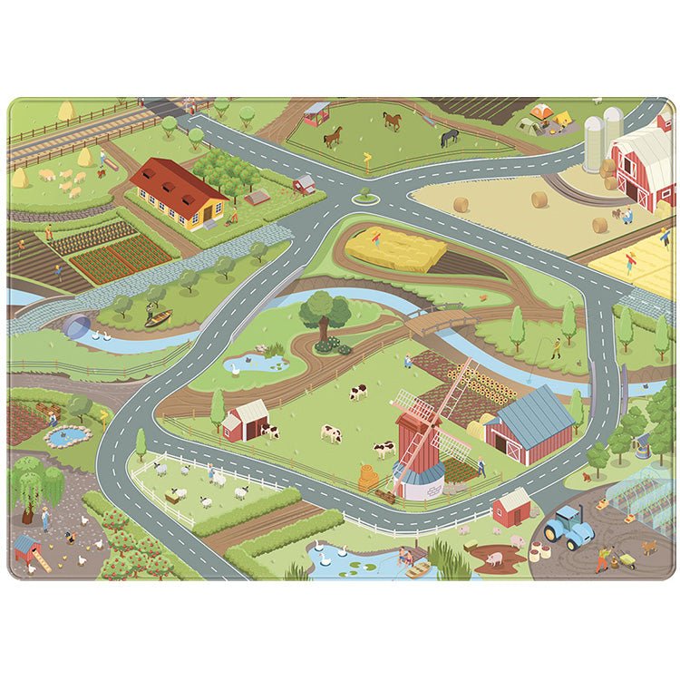 Speelmat met straten Boerderij - 130 x 180 cm - Speelmatten en - bogen Mats & Joy - In den Olifant