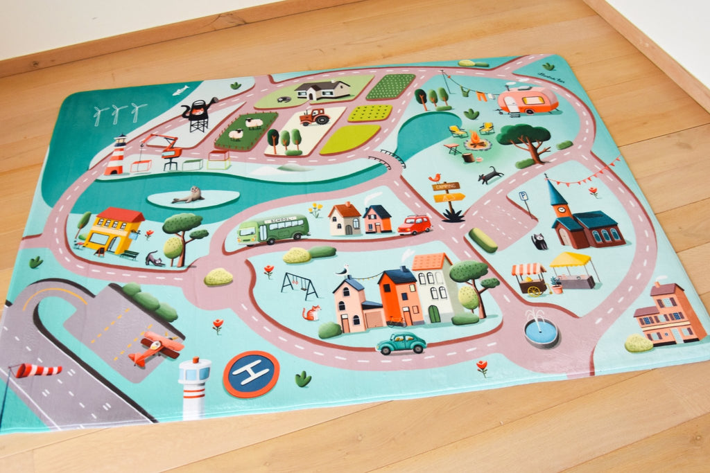 Speelmat met straten Roadtrip - 130 x 180 cm - Speelmatten en - bogen Mats & Joy - In den Olifant