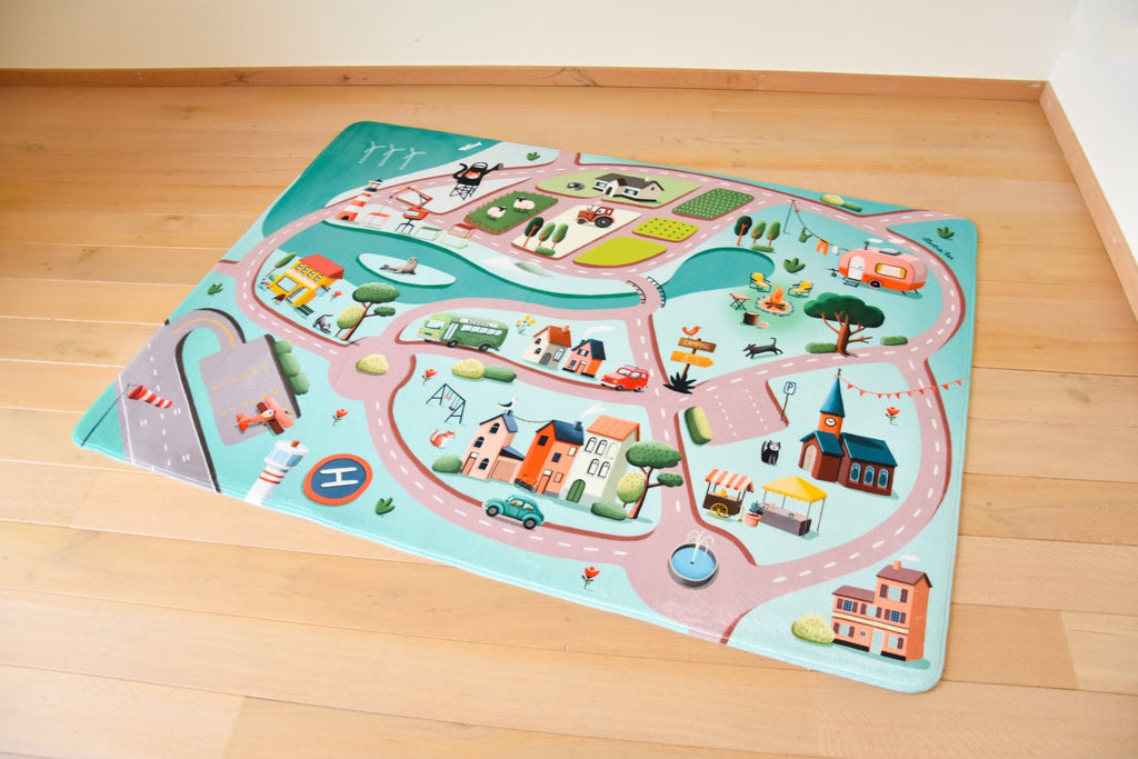 Speelmat met straten Roadtrip - 130 x 180 cm - Speelmatten en - bogen Mats & Joy - In den Olifant