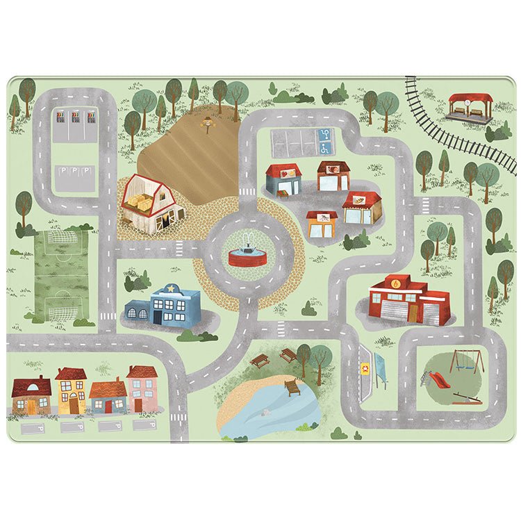 Speelmat met straten Village - 130 x 180 cm - Speelmatten en - bogen Mats & Joy - In den Olifant