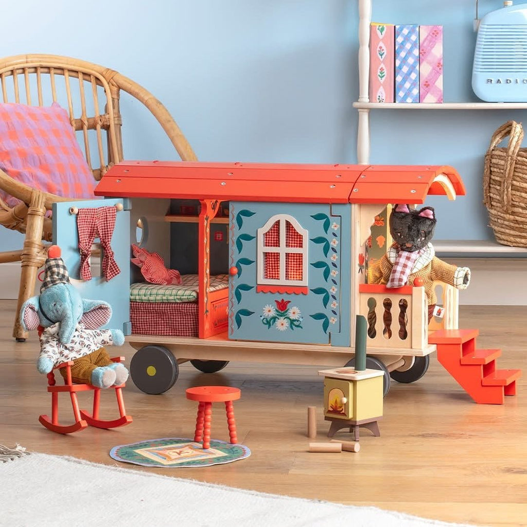 Speelset bij het haardvuur - Les Minouchkas - Poppenhuismeubels en accessoires Moulin Roty - In den Olifant