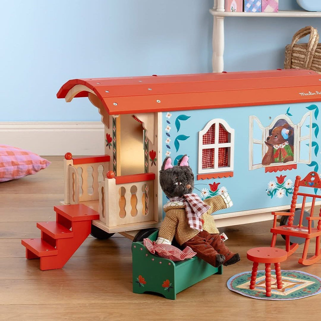 Speelset bij het haardvuur - Les Minouchkas - Poppenhuismeubels en accessoires Moulin Roty - In den Olifant