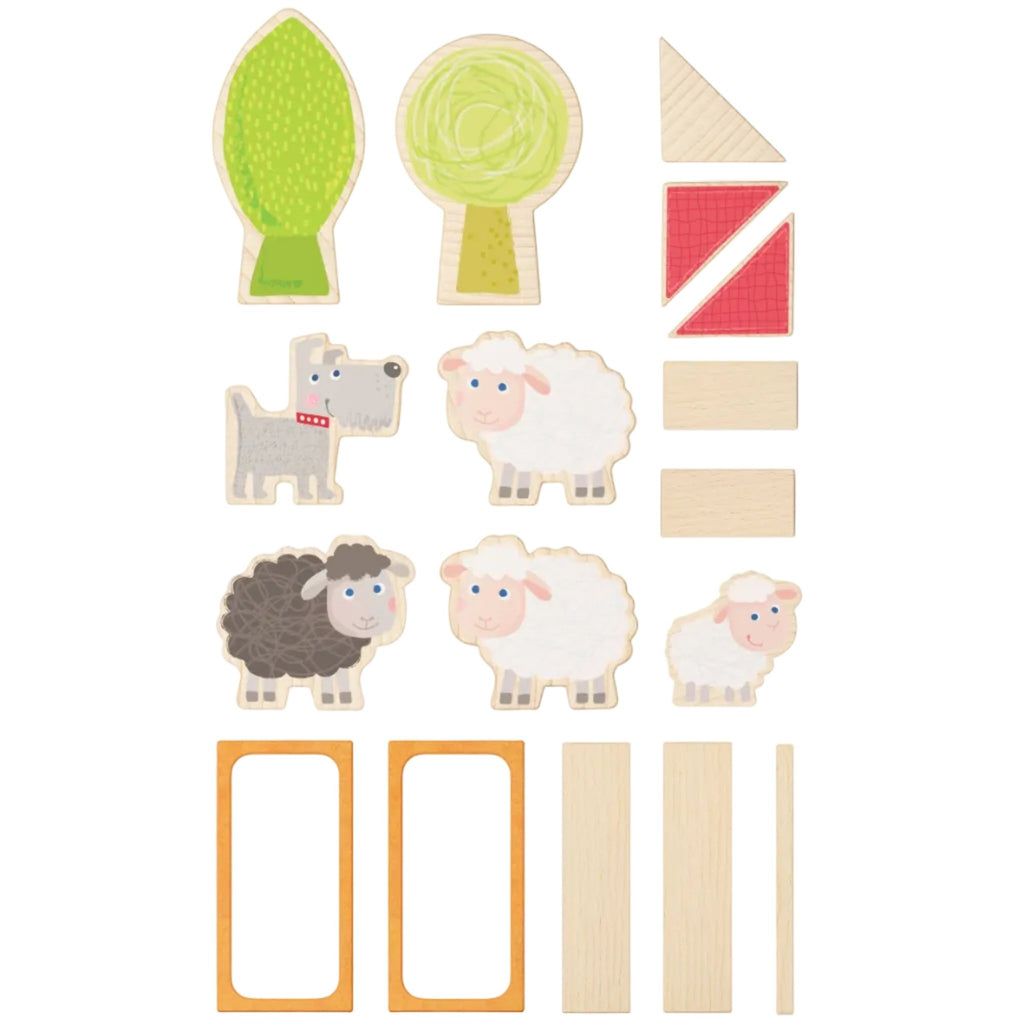 Speelset My 1st Block World Schapenweide - set van 17 - Speelsets Haba - In den Olifant