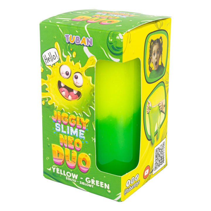 Speelslijm Jiggly Neo Duo geel en groen - 430 g - Sensorisch speelgoed Tuban - In den Olifant