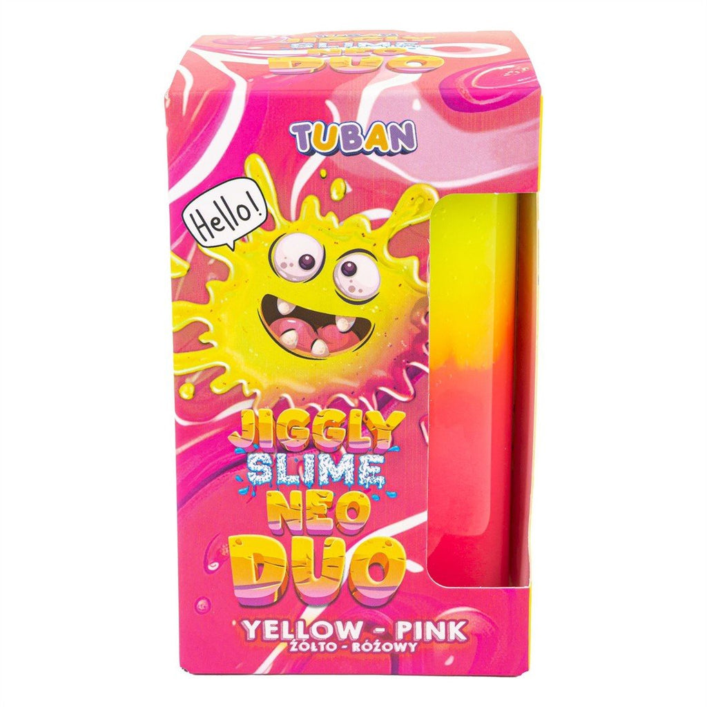 Speelslijm Jiggly Neo Duo geel en roze - 430 g - Sensorisch speelgoed Tuban - In den Olifant