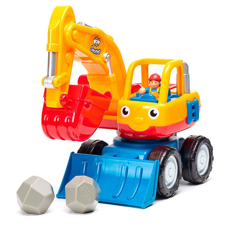 Speelvoertuig Dexter the digger - set van 4 - Speelvoertuigen WOW - In den Olifant