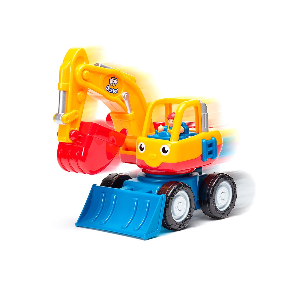 Speelvoertuig Dexter the digger - set van 4 - Speelvoertuigen WOW - In den Olifant