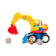 Speelvoertuig Dexter the digger - set van 4 - Speelvoertuigen WOW - In den Olifant