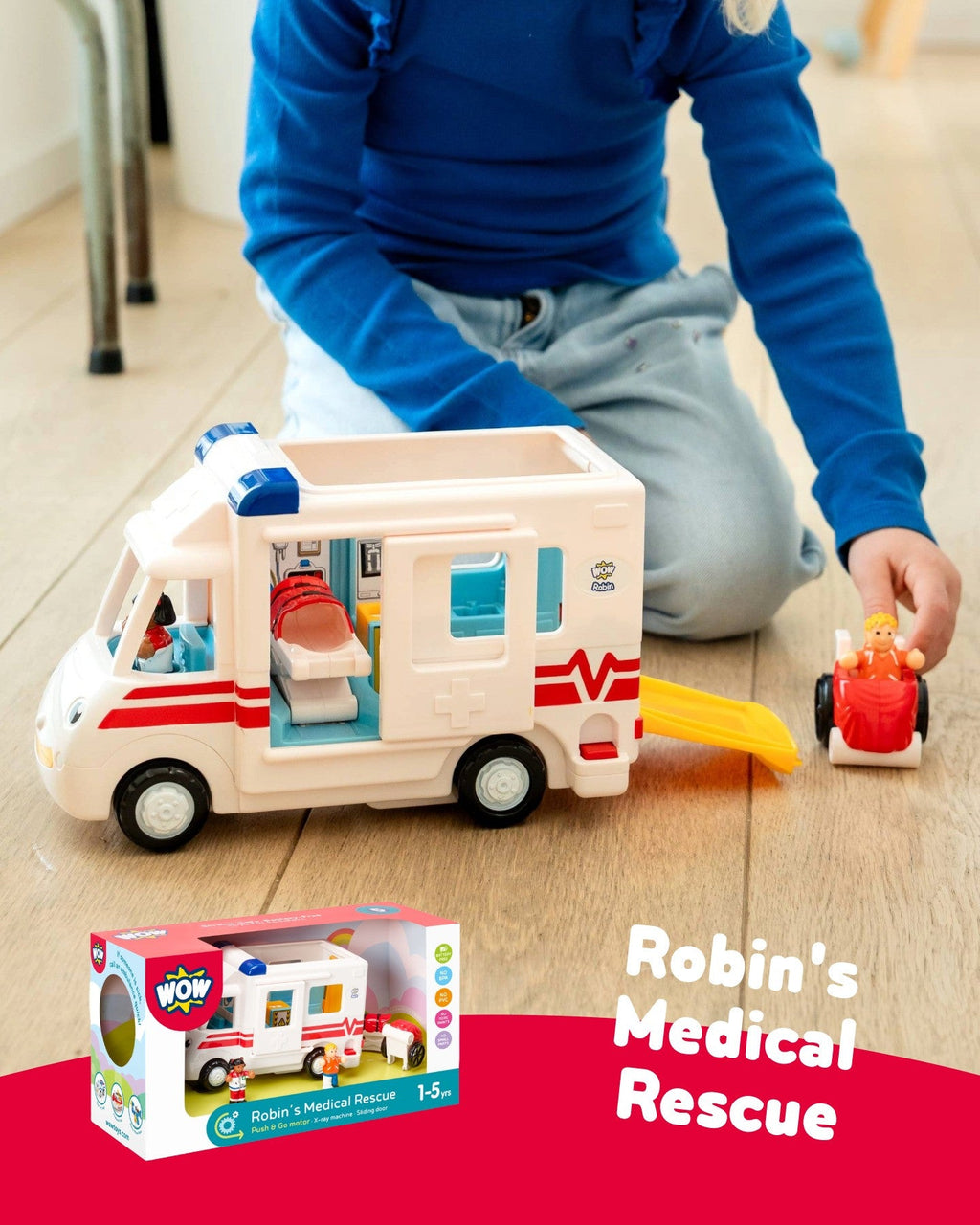 Speelvoertuig Robin's Medical Rescue - set van 5 - Speelvoertuigen WOW - In den Olifant