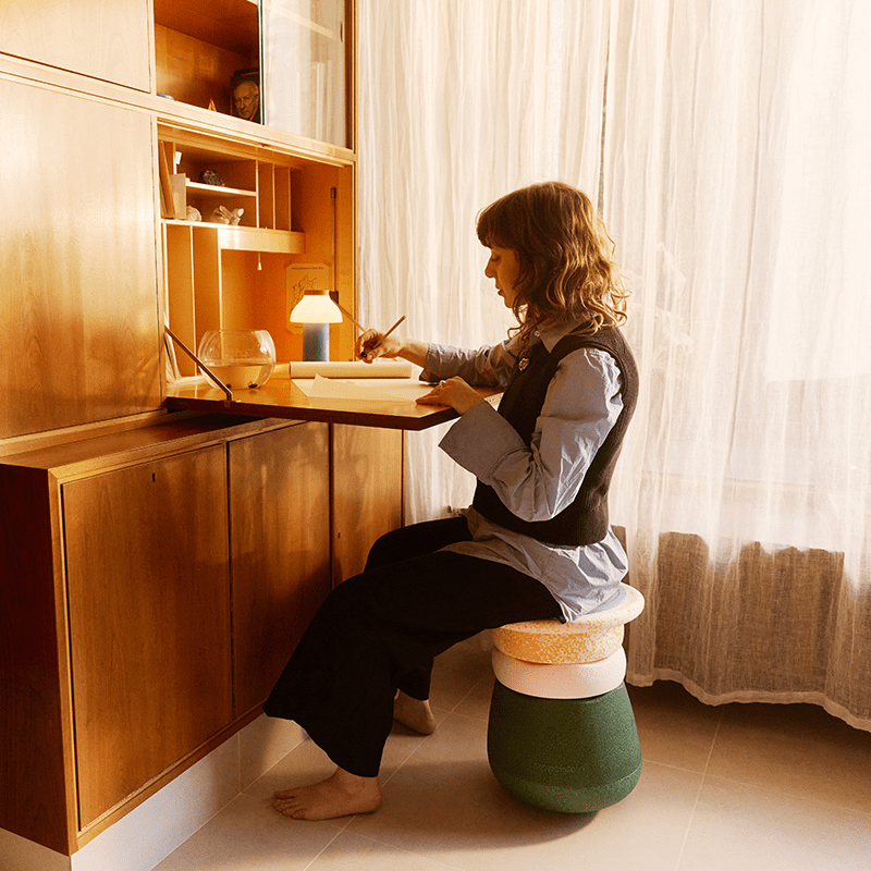 Spring Special Dynamic all Water Lily - set van 4 + GRATIS Pad Dark Blue - Poefs en kinderzetels Stapelstein - In den Olifant