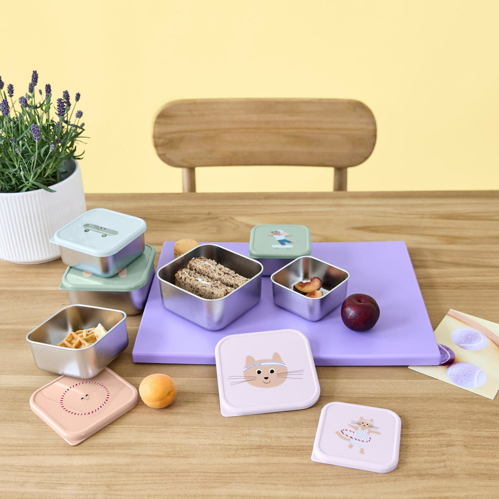 Stalen snackdozen Tiny Team Cat - set van 3 - Lunchboxen en snackdoosjes Lässig - In den Olifant