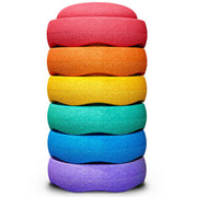Stapelstein® GROW Rainbow Classic - set van 6 XL stenen - Open ended speelgoed Stapelstein - In den Olifant