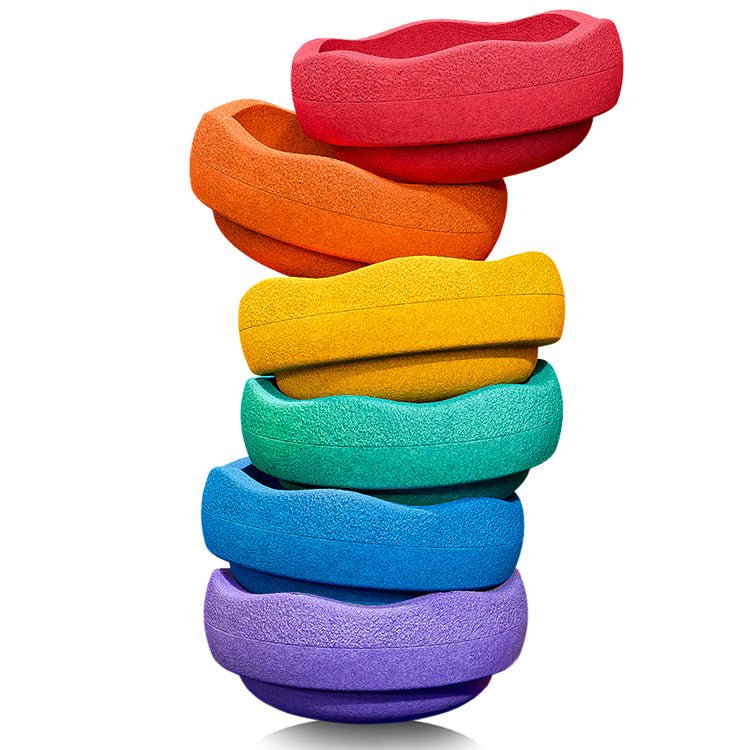 Stapelstein® GROW Rainbow Classic - set van 6 XL stenen - Open ended speelgoed Stapelstein - In den Olifant