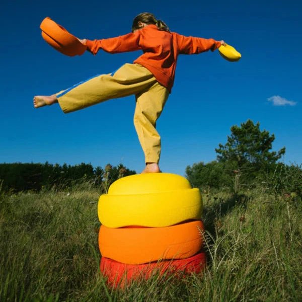 Stapelstein® GROW Rainbow Classic - set van 6 XL stenen - Open ended speelgoed Stapelstein - In den Olifant