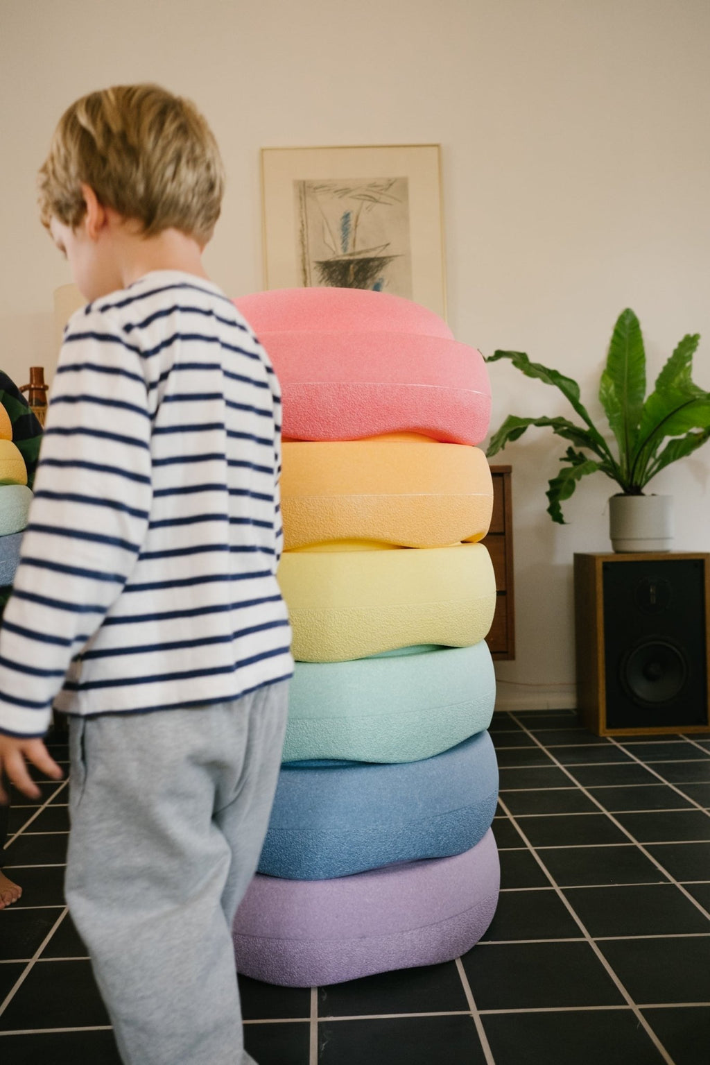 Stapelstein® Grow Rainbow Pastel - set van 6 XL stenen - Open ended speelgoed Stapelstein - In den Olifant