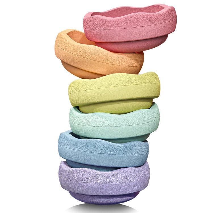 Stapelstein® Grow Rainbow Pastel - set van 6 XL stenen - Open ended speelgoed Stapelstein - In den Olifant