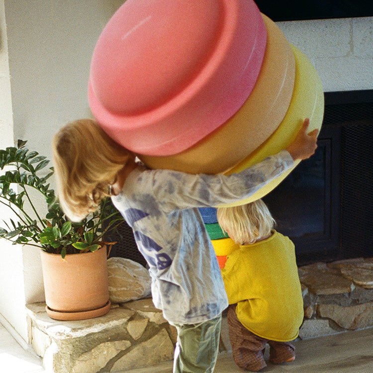 Stapelstein® Grow Rainbow Pastel - set van 6 XL stenen - Open ended speelgoed Stapelstein - In den Olifant