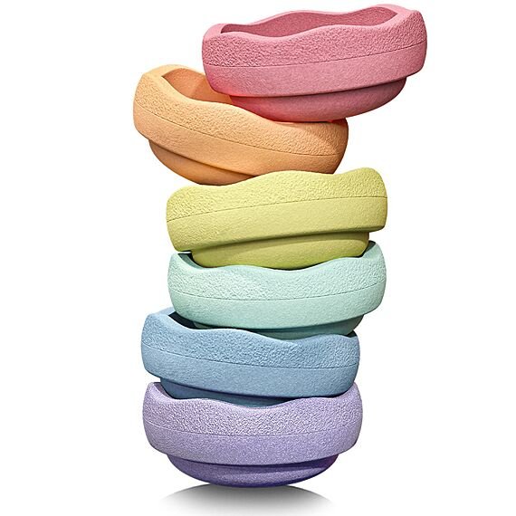 Stapelstein® Original Mini - Rainbow Pastel - Set Van 6 - Stapelstein Stapelstein - In den Olifant