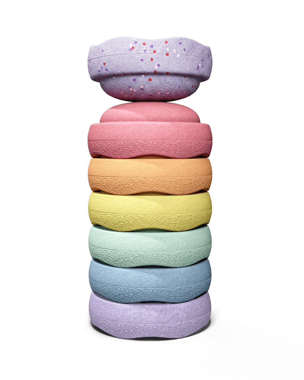 Stapelstein® Winter Special Mini rainbow pastel - set van 6 + 1 limited edition steen - Stapelspeelgoed Stapelstein - In den Olifant