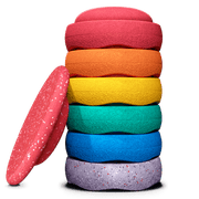 Stapelstein® Winter Special Rainbow Set classic - set van 6 + balansbord - Open ended speelgoed Stapelstein - In den Olifant