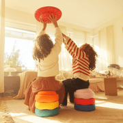 Stapelstein® Winter Special Rainbow Set classic - set van 6 + balansbord - Open ended speelgoed Stapelstein - In den Olifant