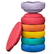 Stapelstein® Winter Special Rainbow Set classic - set van 6 + balansbord - Open ended speelgoed Stapelstein - In den Olifant