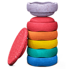 Stapelstein® Winter Special Rainbow Set classic - set van 6 + balansbord - Open ended speelgoed Stapelstein - In den Olifant