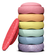 Stapelstein® Winter Special Rainbow Set Pastel - set van 6 + balansbord - Open ended speelgoed Stapelstein - In den Olifant